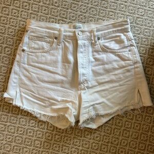 Citizens Of Humanity White Jean Shorts Distressed Cut-Off Hem
